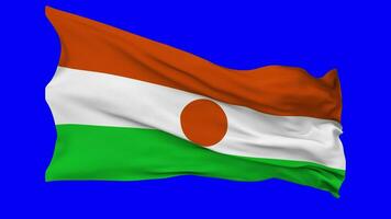 Niger Flag Waving Seamless Loop in Wind, Chroma Key Green Screen, Luma Matte Selection video