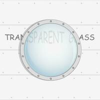 window, porthole of submarine, rocket, ship with transparent glass. Vector