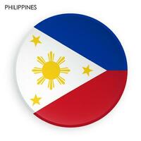 Flag of Republic of Philippines icon in modern neomorphism style. Button for mobile application or web. Vector on white background