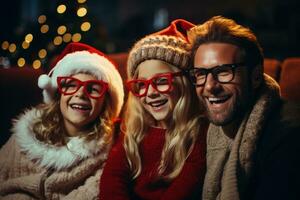 90s familia disfrutando un fiesta película maratón con clásico Navidad Película (s foto