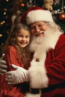 90s Mall Santa Claus listening earnestly to childrens festive wish lists photo