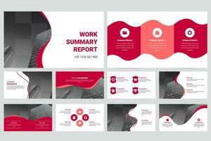 Red modern business work report slide presentation template vector