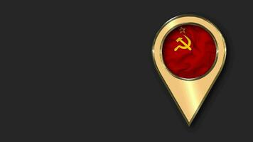 Soviet Union Gold Location Icon Flag Seamless Looped Waving, Space on Left Side for Design or Information, 3D Rendering video