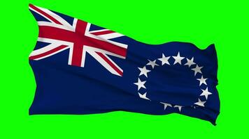 Cook Islands Flag Waving Seamless Loop in Wind, Chroma Key Green Screen, Luma Matte Selection video