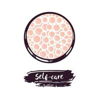 Hand-drawn blush in balls, beauty cosmetic element, self care. Illustration for beauty salon, cosmetic store, makeup design. Doodle sketch style. vector