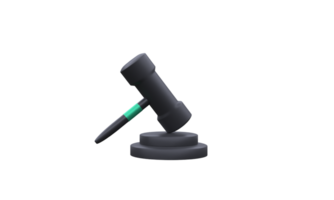 unique 3d rendering minimal black gavel icon isolated.Trendy and modern in 3d style. png