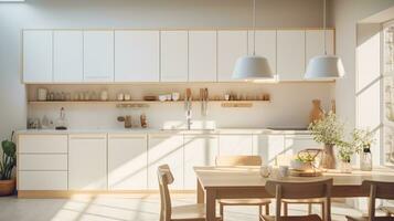 White modern kitchen. Modern light interior photo