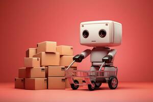 Robotics used in fast delivery services solid background with empty space for text photo