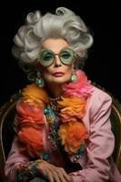 Aging diva reignites old charm portrayed in muted pastels and vibrant gems photo