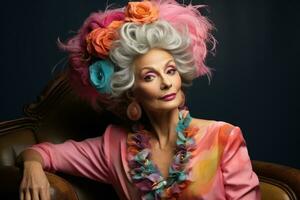 Aging diva reignites old charm portrayed in muted pastels and vibrant gems photo