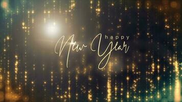 Happy New Year cinematic title with gold glittering video