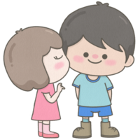 Cute pastel sweet couple kissing hug cuddle kawaii png