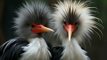 photo of heart-melting two Marabou Storks with an emphasis on expression of love. Generative AI