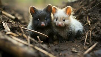 photo of heart-melting two Skunks with an emphasis on expression of love. Generative AI