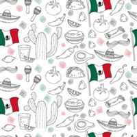 Mexican seamless pattern. Traditional elements culture, food and flag png