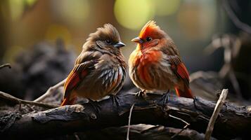 photo of heart-melting two Nightingales with an emphasis on expression of love. Generative AI