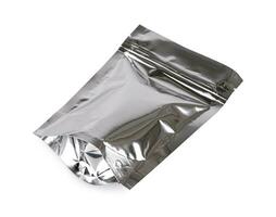 Foil package bag isolated on white background with clipping path photo