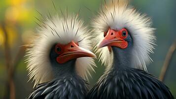 photo of heart-melting two Marabou Storks with an emphasis on expression of love. Generative AI