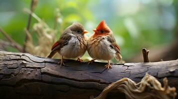 photo of heart-melting two Nightingales with an emphasis on expression of love. Generative AI