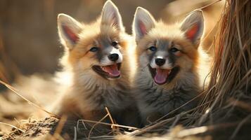 photo of heart-melting two Jackals with an emphasis on expression of love. Generative AI