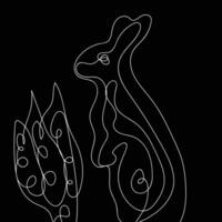 Vector Line Art Painting Animal with Black Background Design