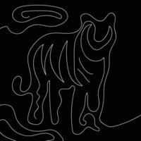 Vector Line Art Painting Animal with Black Background Design