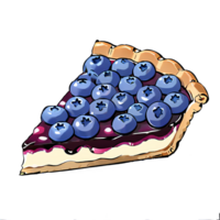 Blueberry Cake Slice Hand Drawn Cartoon Style Illustration AI Generated png