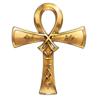 Golden Ankh of Immortality Hand Drawn Cartoon Style Illustration AI Generated png