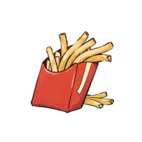 frites boîte main tiré dessin animé style illustration ai généré png