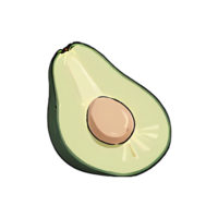 avocado hand- getrokken tekenfilm stijl illustratie ai gegenereerd png