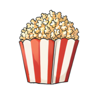 randig popcorn låda hand dragen tecknad serie stil illustration ai genererad png