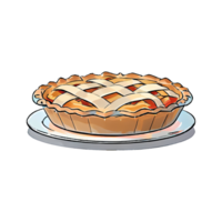 Apple Pie in Plate Hand Drawn Cartoon Style Illustration AI Generated png