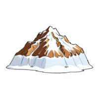 Snow Mountain Hand Drawn Cartoon Style Illustration AI Generated png