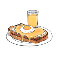 desayuno mano dibujado dibujos animados estilo ilustración ai generado png