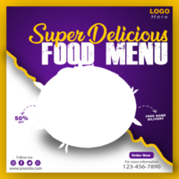 menú de comida y plantilla de banner de redes sociales de restaurante psd