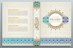Arabic islamic style book cover design with arabic pattern and ornaments vector