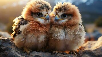 photo of heart-melting two Falcons with an emphasis on expression of love. Generative AI