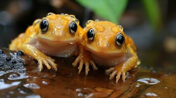 photo of heart-melting two Frogs with an emphasis on expression of love. Generative AI