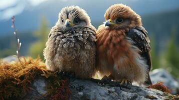 photo of heart-melting two Falcons with an emphasis on expression of love. Generative AI