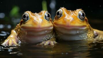 photo of heart-melting two Frogs with an emphasis on expression of love. Generative AI