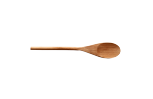 Kitchenware wooden salad spoon top view on transparent background png