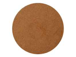 Brown circle coaster corkboard pad on transparent background png