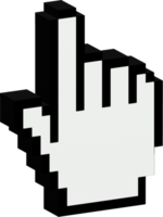 Isolated computer classic mouse control finger cursor pointer 8 bits pixel icon png