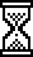 Isolated computer classic loading sandglass, hourglass 8 bits pixelised and 3D icon png