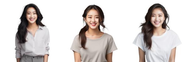 Beautiful young Asian woman dressed casually transparent background AI Generative png