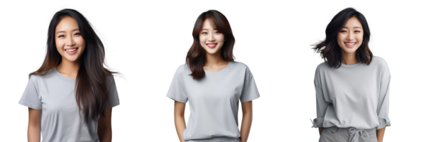 Beautiful young Asian woman dressed casually transparent background AI Generative png