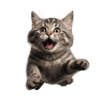 Cute playful and adroable cat transparent background AI Generative png