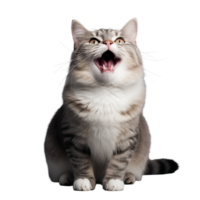 mignonne espiègle et adorable chat transparent Contexte ai génératif png