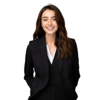 Businesswoman wearing a black suit with transparent background AI Generative png
