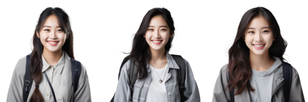 Beautiful and confident female university student transparent background AI Generative png